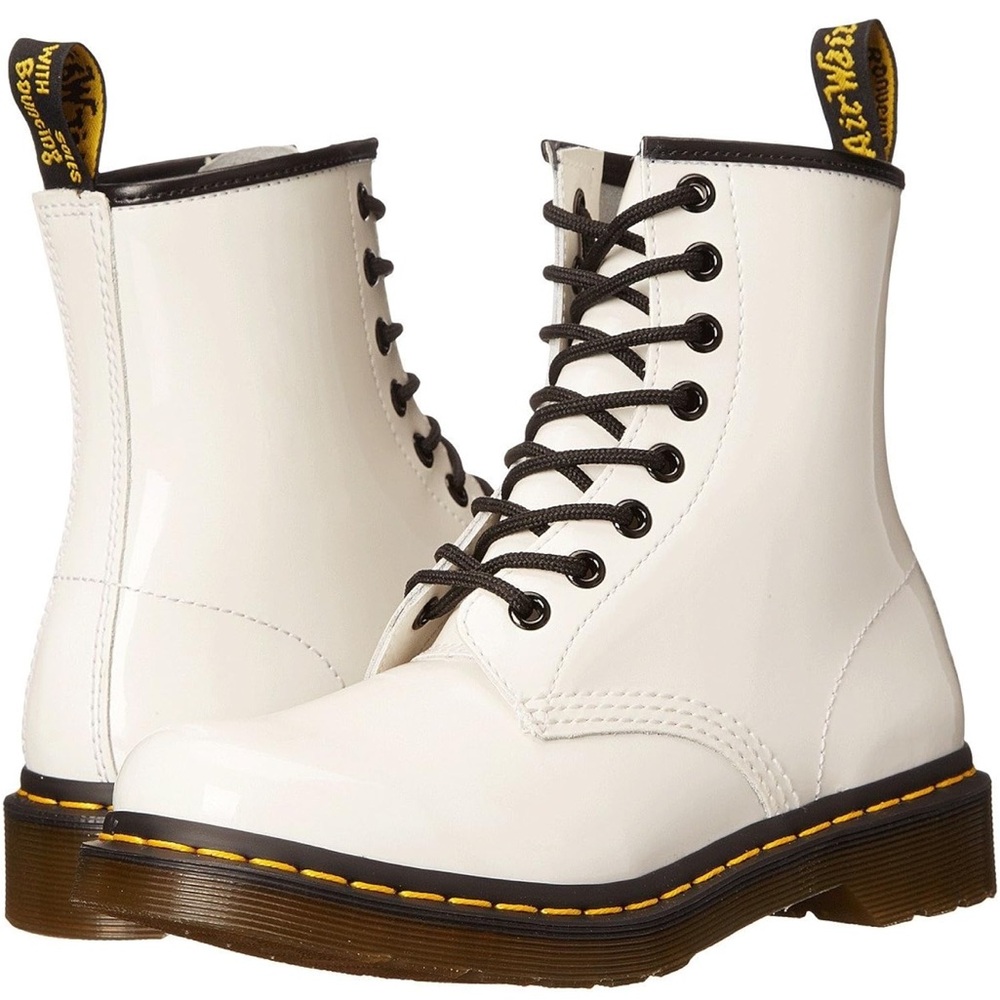 Dr. Martens 1460 W Patent White Combat Boots